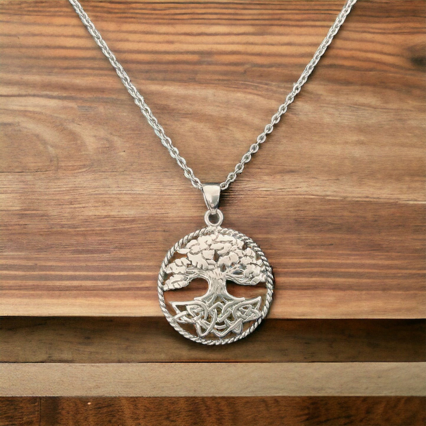 925 Sterling Silver Celtic Tree of Life Pendant FREE Chain