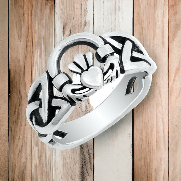 925 Sterling Silver Unisex Irish Celtic Claddagh Ring Band Size 5-12