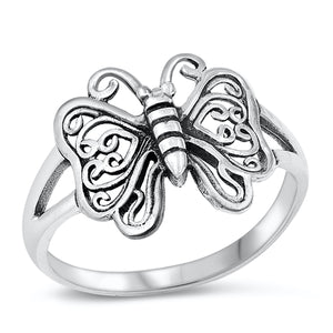 925 Sterling Silver Butterfly Ring Band Size 4-10