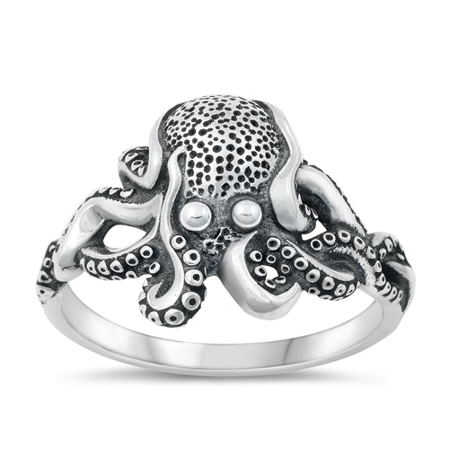 925 Sterling Silver Octopus Ring Band Size 4-10