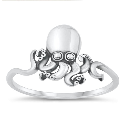 925 Sterling Silver Octopus Ring Band Size 4-10