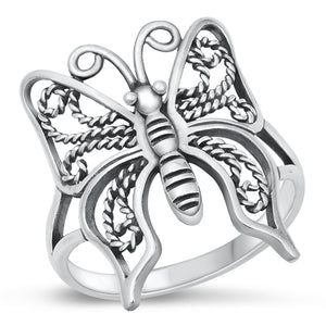 Large 925 Sterling Silver Butterfly Ring Size 5-9