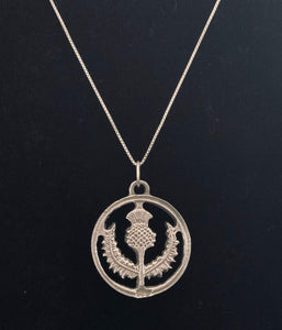 Handcast 925 Sterling Silver Scottish Thistle Pendant + Free Chain