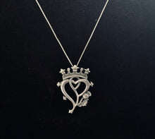 Large Handcast 925 Sterling Silver Scottish Luckenbooth Thistle Heart Pendant + Free Chain