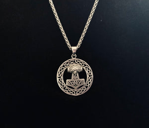 Handcast 925 Sterling Silver Viking Norse Thor's Hammer Mjolnir Pendant Necklace + Free Chain