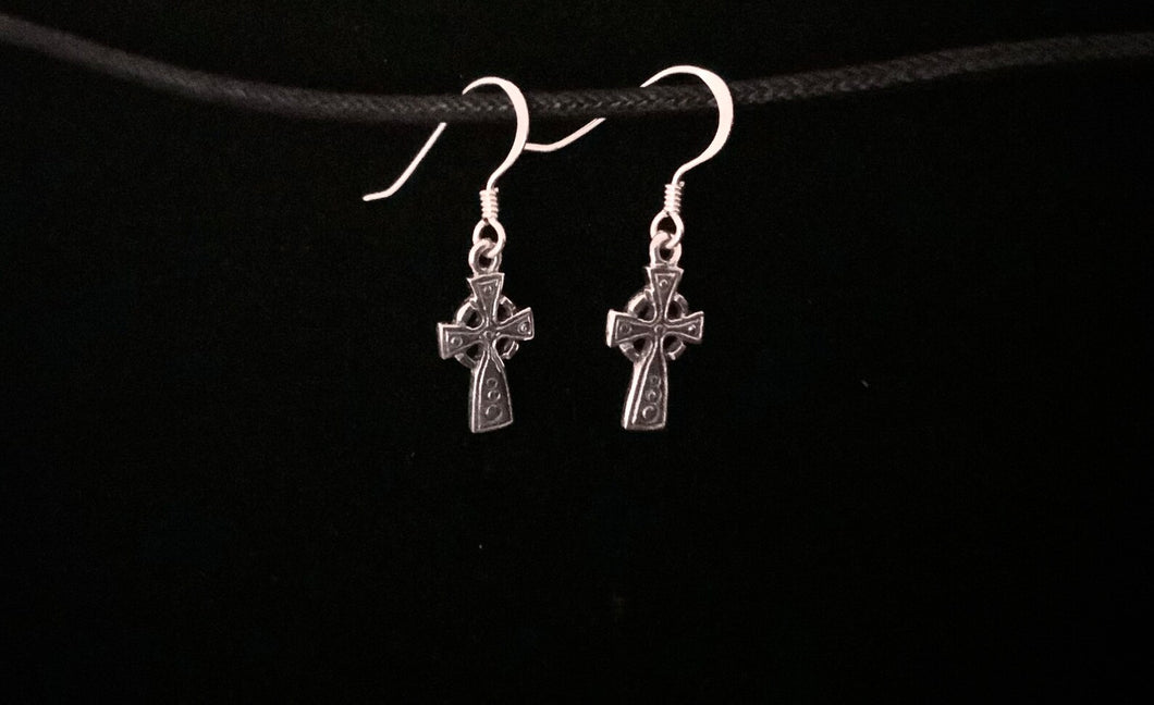 925 Sterling Silver Celtic Cross Dangle Earrings