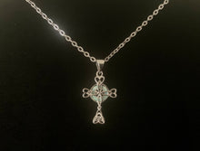 925 Sterling Silver Celtic Knot Cross White Opal Pendant Necklace + Free Chain