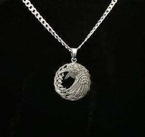 925 Sterling Silver Eagle Pendant accented with Celtic Knotwork + Free Chain