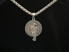 Handcast 925 Sterling Silver Raven Pendant accented with Celtic Knotwork + Free Chain