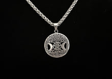 925 Sterling Silver Celtic Tree of Life Triple Goddess Pentacle Pendant + Free Chain