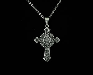 Large 925 Sterling Silver Irish Celtic Masonic Mason Cross Pendant + Free Chain Necklace