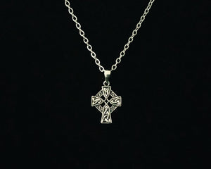 925 Sterling Silver Celtic Cross Pendant Necklace + Free Chain