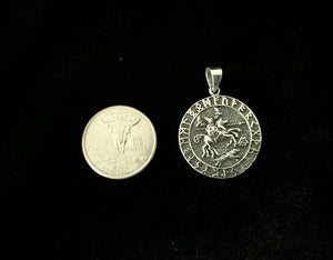 Handcast 925 Sterling Silver Norse Viking Odin on Horse Sleipnir Rune Alphabet Pendant Necklace