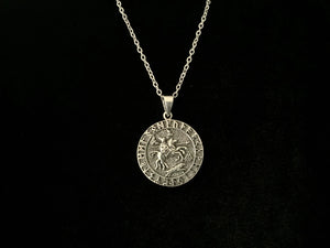 Handcast 925 Sterling Silver Norse Viking Odin on Horse Sleipnir Rune Alphabet Pendant Necklace