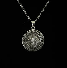 Handcast 925 Sterling Silver Norse Viking Celtic Raven Rune Alphabet Pendant Necklace
