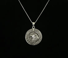 Handcast 925 Sterling Silver Norse Viking Celtic Raven Rune Alphabet Pendant Necklace