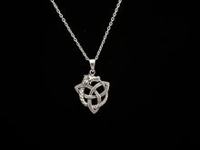 925 Sterling Silver Irish Celtic Trinity Triquetra Knot with entwined Ouroboros Dragon Pendant + Free Chain
