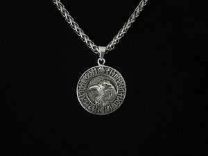 Handcast 925 Sterling Silver Norse Viking Celtic Raven Rune Alphabet Pendant Necklace