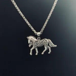 Unique Handcast 925 Sterling Silver Irish Celtic Horse Epona Pendant + Free Chain Necklace