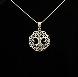 Large 925 Sterling Silver Celtic Tree of Life Pendant + Free Chain
