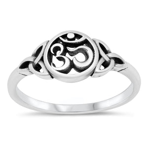 925 Sterling Silver Celtic Trinity Triquetra Knot OM Ring Band Size 5-10