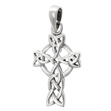 Silver Irish Celtic Filigree Trinity Knot Cross Pendant + Free Chain