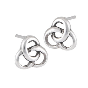 Silver Celtic Triquetra Trinity Knot Stud Post Earrings