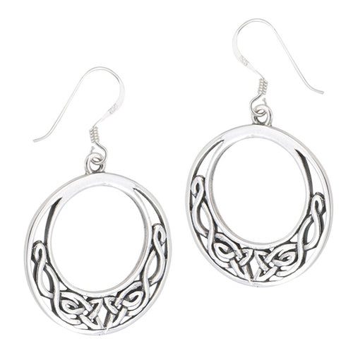 Large Silver Celtic Knotwork Dangle Earrings