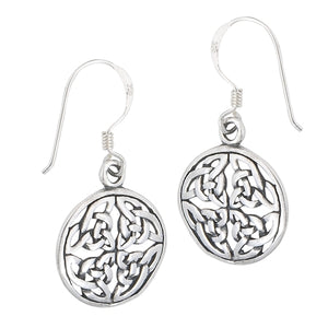 Large Silver Celtic Trinity Triquetra Knot Dangle Earrings