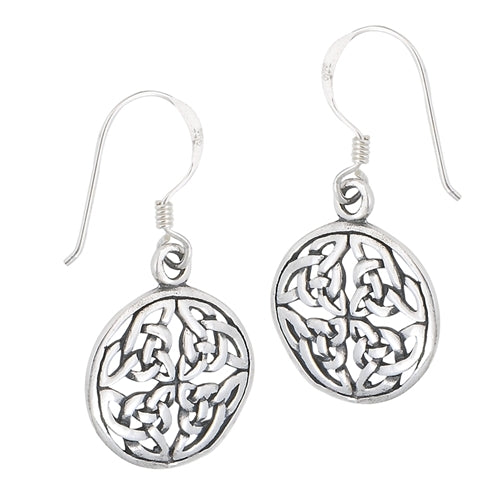 Large Silver Celtic Trinity Triquetra Knot Dangle Earrings