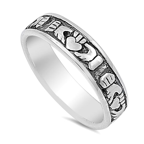 Sterling Silver Irish Celtic Claddagh Band