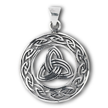 Large Silver Celtic Triquetra / Trinity Knot Pendant + Free Chain