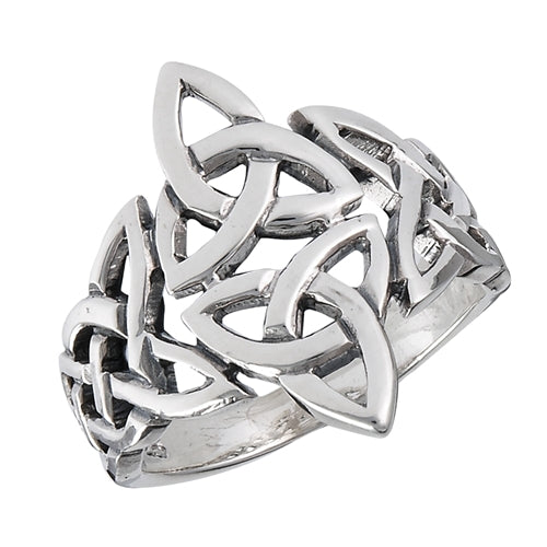 Silver Celtic Double Triquetra / Trinity Knot Ring