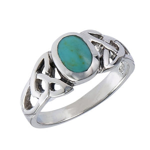 Silver Celtic Triquetra / Trinity Knot Ring Turquoise