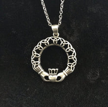 Large Handcast 925 Sterling Silver Irish Celtic Claddagh Pendant Necklace