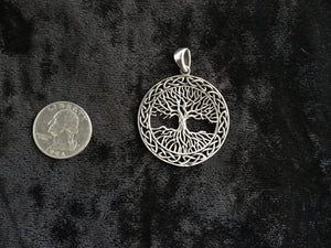 Large 925 Sterling Silver Handcast Tree of Life Pendant + Free Chain