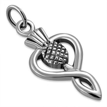 925 Sterling Silver Scottish Thistle Flower Charm Pendant + Free Chain