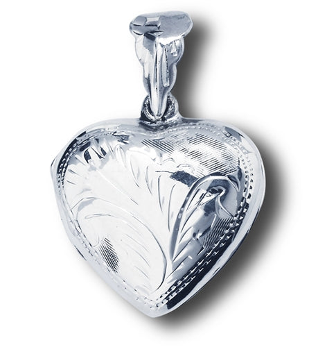 Sterling Silver Heart Photo Locket Pendant + Free Chain