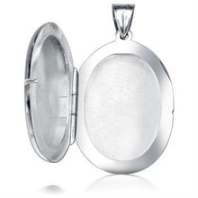 Large Sterling Silver Oval Photo Locket Pendant + Free Chain