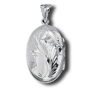 Sterling Silver Oval Photo Locket + Free Chain