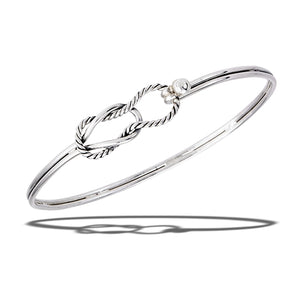 925 Sterling Silver Celtic Rope Knot Latching Bangle Bracelet