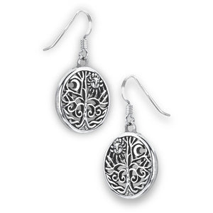 925 Sterling Silver Celtic Tree of Life Sun Moon Dangle Earrings
