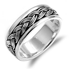 Silver Unisex Celtic Eternity Weave Spinner Ring