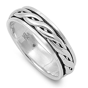 Silver Unisex Celtic Weave Spinner Ring