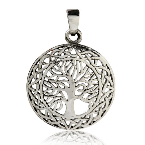 Sterling Silver Celtic Tree of Life Pendant + Free Chain