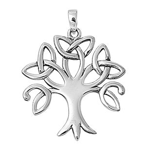 Sterling Silver Celtic Trinity Tree of Life Pendant + Free Chain