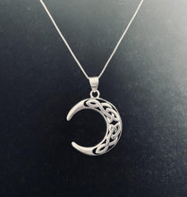Handcast 925 Sterling Silver Irish Celtic Crescent Moon Pendant + Free Chain Necklace
