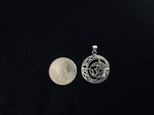 Handcast 925 Sterling Silver Celtic Crescent Moon Sun Om Pendant + Free Chain
