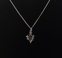 925 Sterling Silver Scottish Thistle Flower Amethyst Pendant + Free Chain
