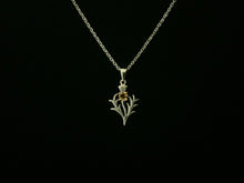925 Sterling Silver Scottish Thistle Flower Citrine Pendant + Free Chain